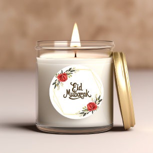 Adesivo Floral em Moldura Dourada Eid Mubarak em I