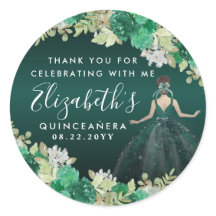 Floral Emerald Green Birthday Obrigados Quinceaner