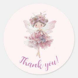 Adesivo Floral Fairy First Party Thank You Sticker