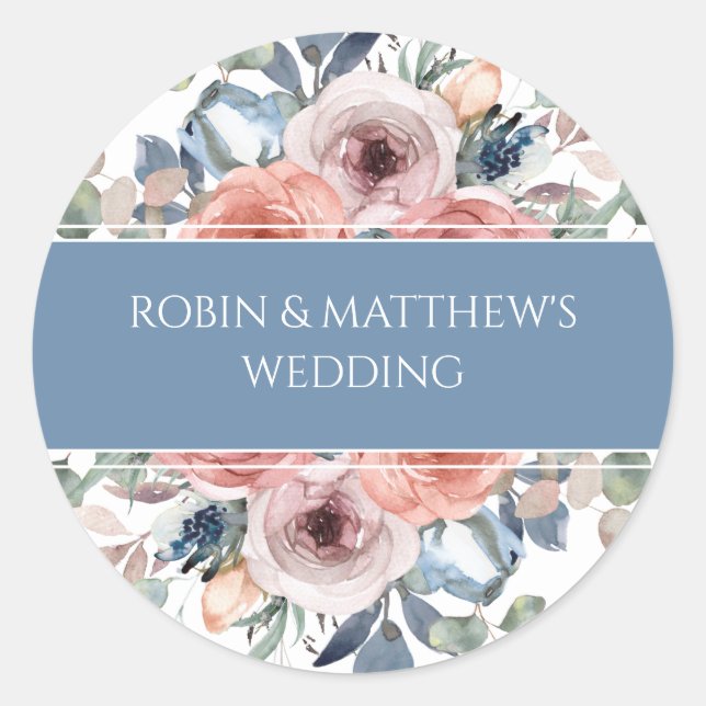 Adesivo Floral Feliz, Envelope Elegante Selo/Favor (Frente)