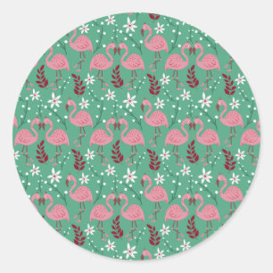 Adesivo Floral flamingo sem costura, padrão rosa verde
