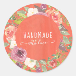 Adesivo floral floral vibrante feito à mão com amor
