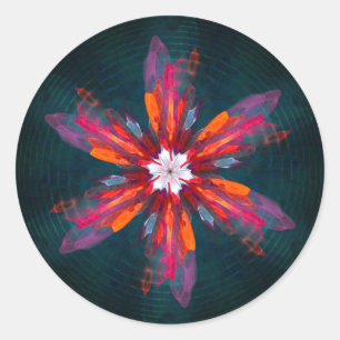 Adesivo Floral Flores de Mandala Laranja Vermelho Abstrato