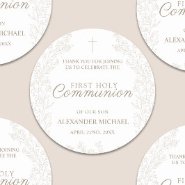 Adesivo Floral Flowers Christian Cross Baptism Thank You