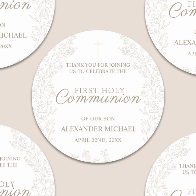 Adesivo Floral Flowers Christian Cross Baptism Thank You (Criador carregado)