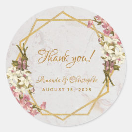 Adesivo Floral Geométrico Orquídeas Douradas De Mármore Fl