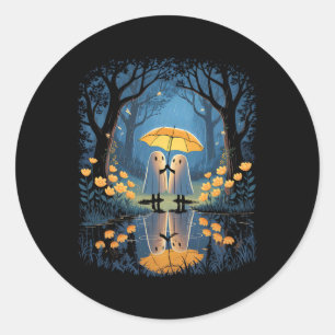 Adesivo Floral Ghost Holds Umbrella Casal Spooky Season W