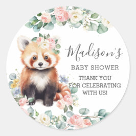 Adesivo Floral Greenery Cute Red Panda Obrigado