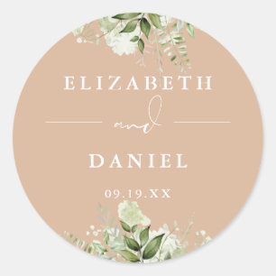 Adesivo Floral Greenery Elegante Tan Wedding Favor