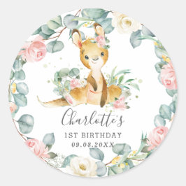 Adesivo Floral Greenery Kangaroo Chá Aniversário Favor