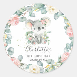 Adesivo Floral Greenery Koala Chá de aniversário