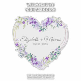 Adesivo Floral Heart in Purple for Welcome Guests Wedding