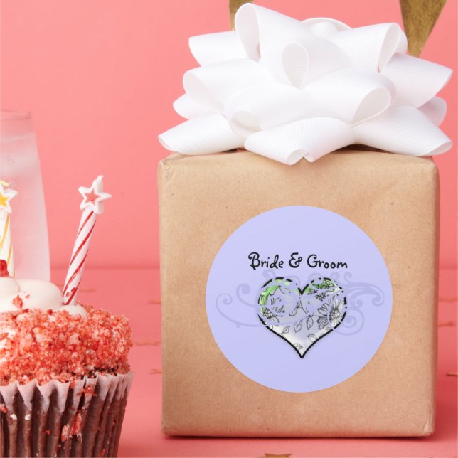 Adesivo Floral Heart Periwinkle Blue e um toque de Limão (Festa)