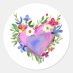Adesivo Floral Heart Wreath Pastel Watercolor