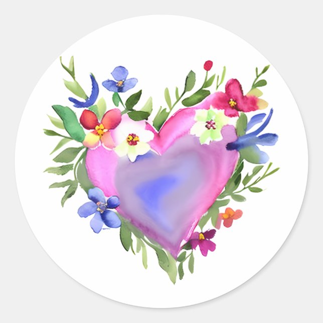 Adesivo Floral Heart Wreath | Pastel Watercolor (Frente)