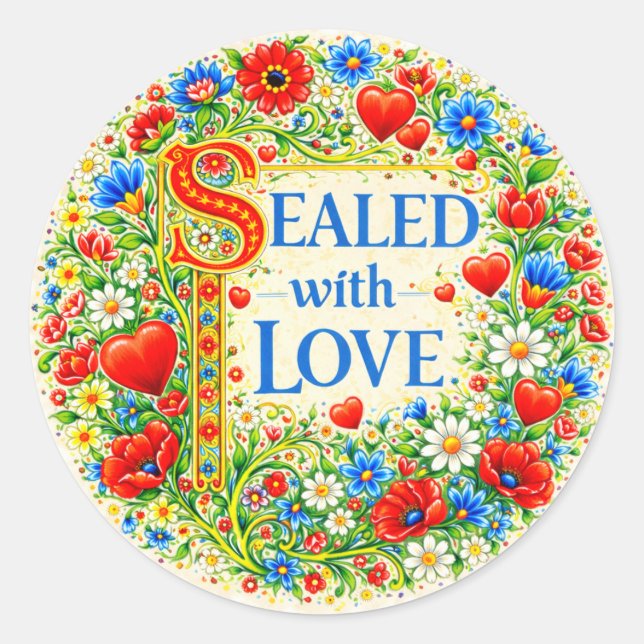 Adesivo Floral Hearts SEALED WITH LOVE  (Frente)