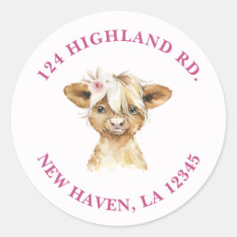 Adesivo Floral Highland Cow Address
