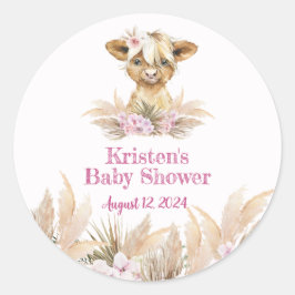 Adesivo Floral Highland Cow Chá de fraldas