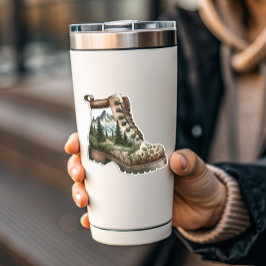 Adesivo Floral Hiking Boot Vinyl Sticker | Die-Cut Sticker
