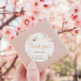 Adesivo Floral Honey Bee Chá de fraldas Obrigado