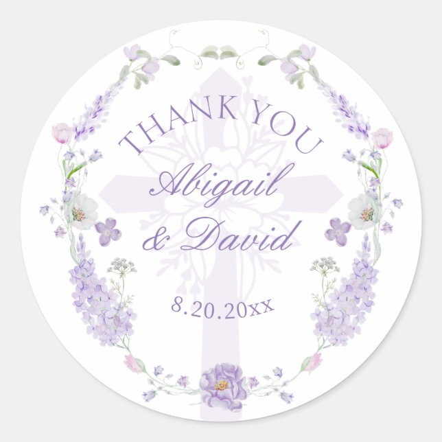 Adesivo Floral Lilac Lavender Wreath Religious Wedding (Frente)