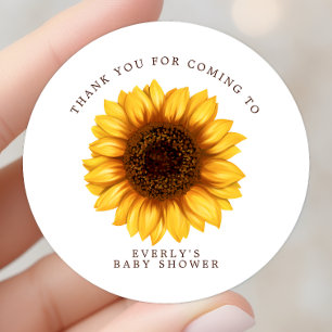Adesivo Floral Little Sunflower Chá de Bebê Obrigado