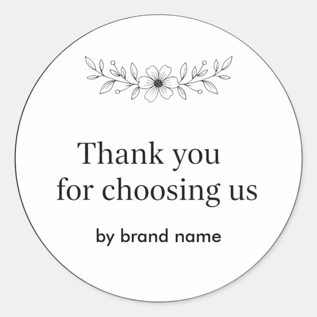 Adesivo Floral Logo Thank You Business Sticker (Frente)