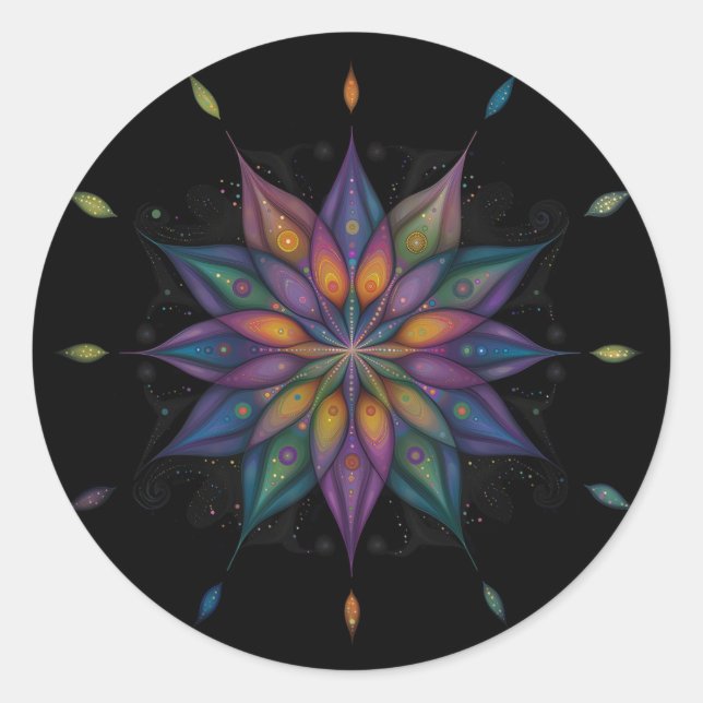 Adesivo Floral Mandala - Azul Roxo Preto (Frente)