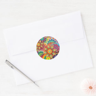 Adesivo Floral Mandala Collage Psicedélico