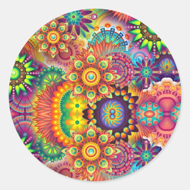 Adesivo Floral Mandala Collage Psicedélico (Frente)