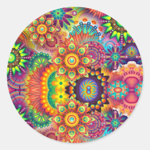 Adesivo Floral Mandala Collage Psicedélico