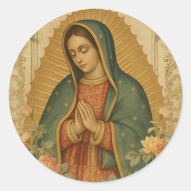 Adesivo Floral Mexican Mary Guadalupe Religious (Frente)