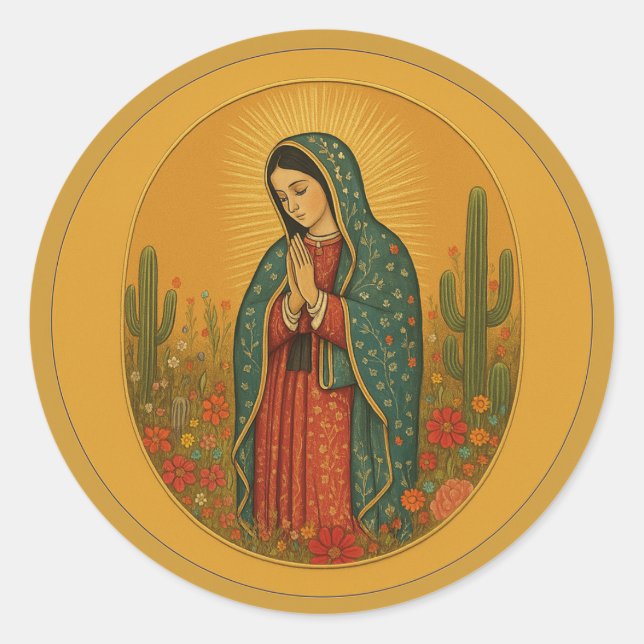 Adesivo Floral Mexicana Mary Guadalupe Religiosa (Frente)