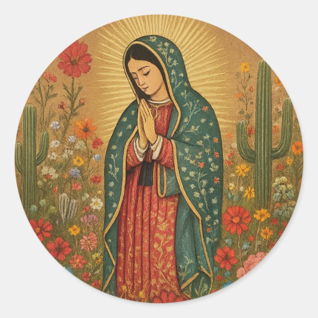 Adesivo Floral Mexicana Mary Guadalupe Religiosa (Frente)