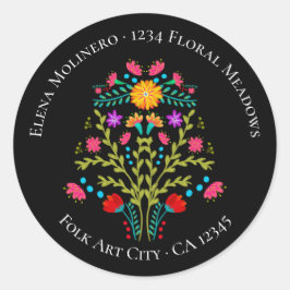 Adesivo Floral Mexicano Fiesta Flowers Black Address