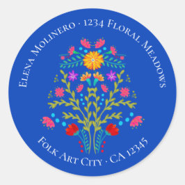 Adesivo Floral Mexicano Fiesta Flowers Royal Blue Address