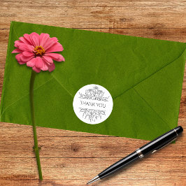 Adesivo Floral Minimalista Obrigado