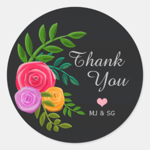 Adesivo Floral Minimalista Obrigado Personalizado