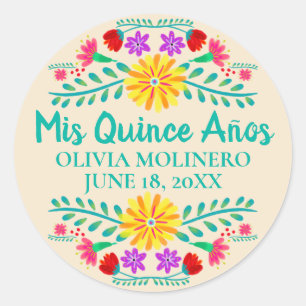 Adesivo Floral Mis Quince Anos Champagne Mexicano Fiesta