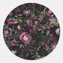 Adesivo Floral Moderno Brilho Ameixa Berry Sombrio Escuro