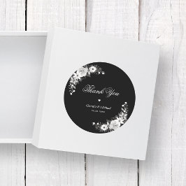 Adesivo Floral Negro De Halloween Gótico Obrigado Casament