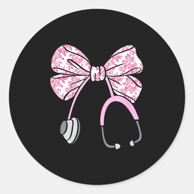 Adesivo Floral Nk Coquette Laço Rn Enfermeira Estetoscópio (Frente)