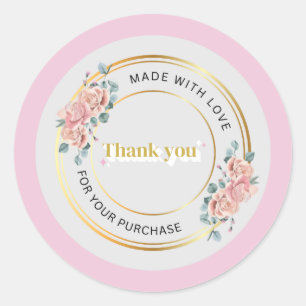 Adesivo Floral Obrigado pelo seu ciclo de compras - Sticke