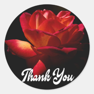 Adesivo Floral Obrigado Rosa Vermelha Flor Preta Casamento