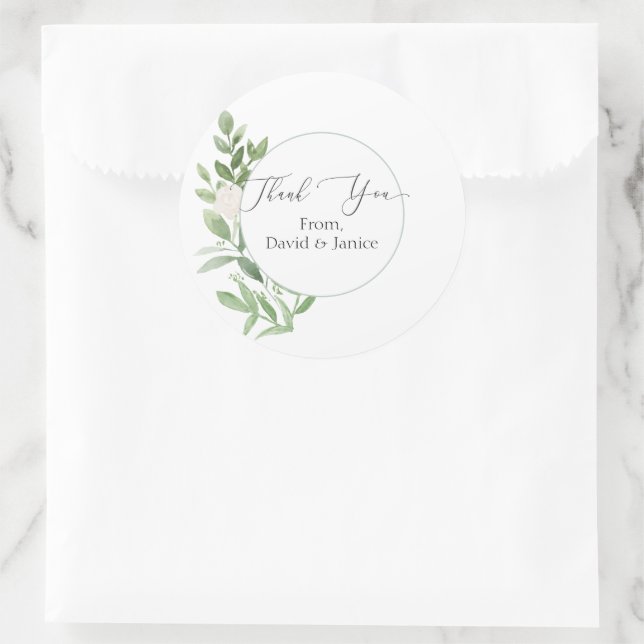Adesivo Floral - Obrigado, Vinheta de Casamento ou Selo (Bolsa)
