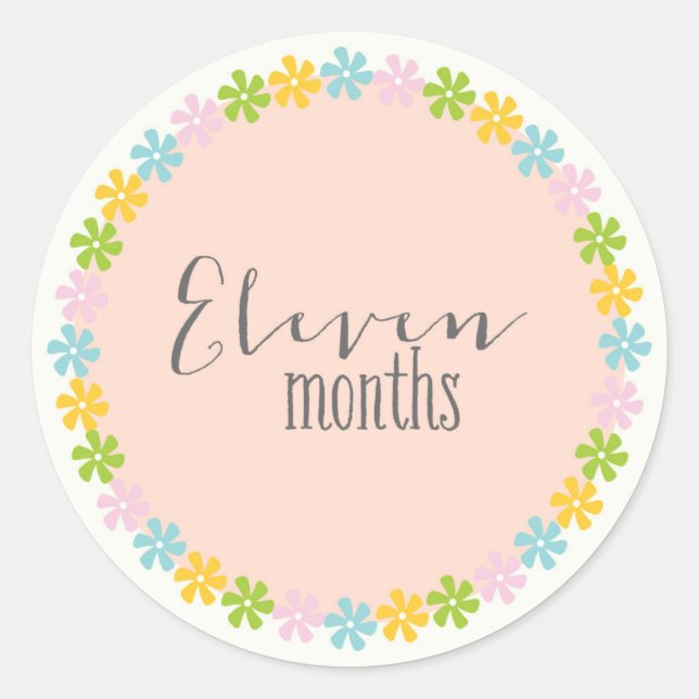 Adesivo Floral Onze Meses Novo Baby Sticker (Frente)