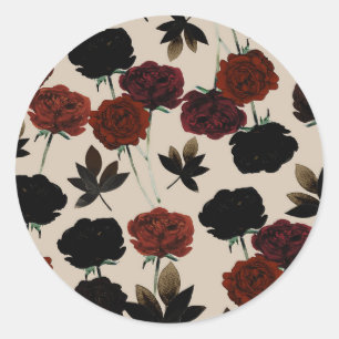Adesivo Floral Ousado Vermelho e Bege Preto Botânico