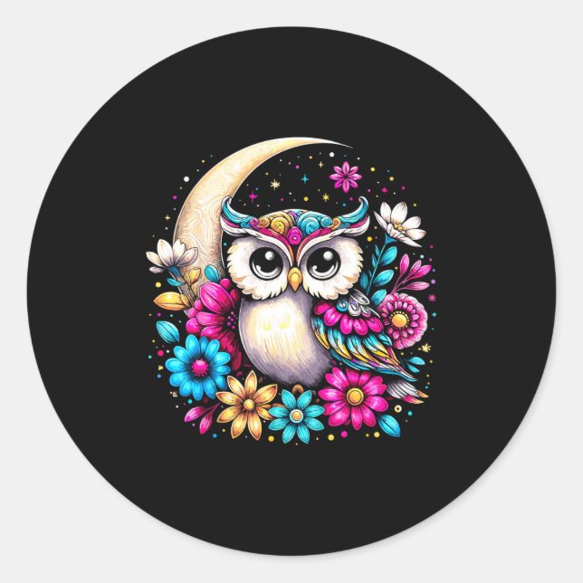 Adesivo Floral Owl And Moon  (Frente)