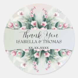 Adesivo Floral pastel elegante Obrigado Festa de casamento