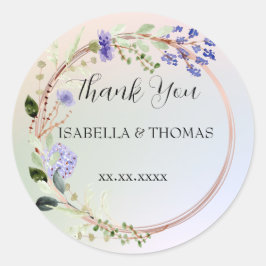 Adesivo Floral pastel elegante Obrigado Festa de casamento